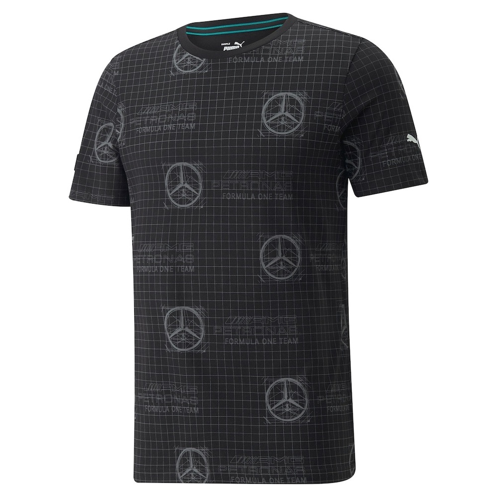 PUMA Mercedes AMG Petronas F1 All Over Print Logo T-Shirt – Men’s Small